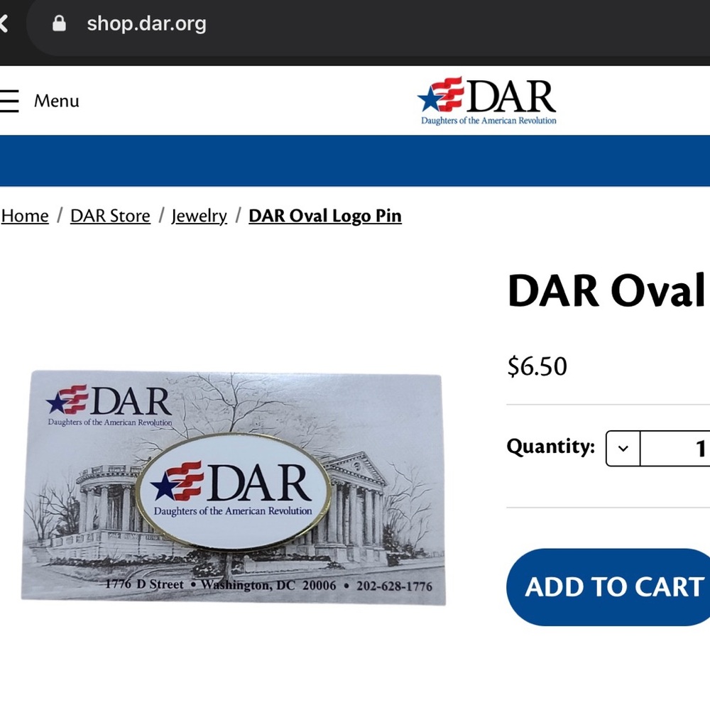 DAR Oval Logo Pin